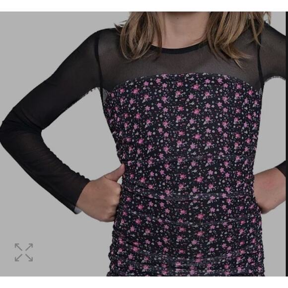 With Jules Big Girls Long-Sleeve Printed Mesh Combo Dress Size M - Picture 1 of 5